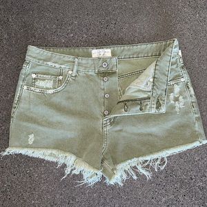 We the Free Green Denim Shorts